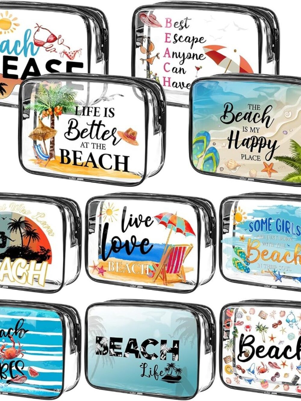 Kacctyen One Piece Random Design Beach Multifunctional Clear Makeup Bags